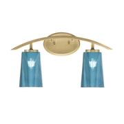 Toltec Kurve 2-Light Bath Bar | Modern New Age Brass and Blue Gradient Glass | Bathroom & Powder Room Vanity Light | 7.25 x 10.5 in | Model 3722-NAB-265