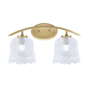 Toltec Kurve 2-Light Bath Bar | Modern New Age Brass and Clear Lava Glass | Bathroom Vanity & Powder Room | 7.5 x 10.25 in | Model 3722-NAB-4230