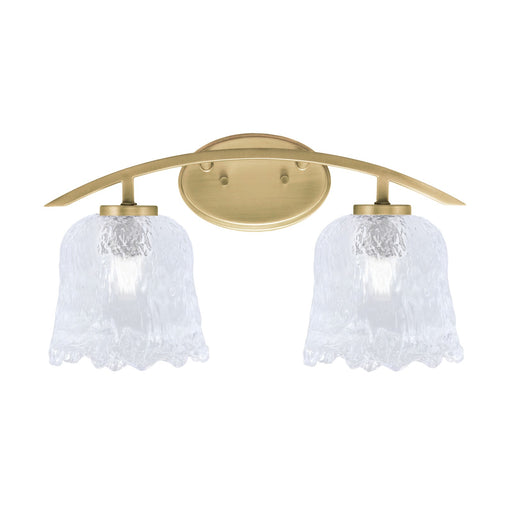 Toltec Kurve 2-Light Bath Bar | Modern New Age Brass and Clear Lava Glass | Bathroom Vanity & Powder Room | 7.5 x 10.25 in | Model 3722-NAB-4230