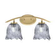 Toltec Kurve 2-Light Bath Bar | Modern New Age Brass and Smoke Lava Glass | Bathroom Vanity & Powder Room | 7.5 x 10.25 in | Model 3722-NAB-4232
