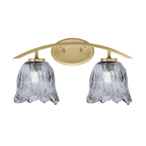 Toltec Kurve 2-Light Bath Bar | Modern New Age Brass and Smoke Lava Glass | Bathroom Vanity & Powder Room | 7.5 x 10.25 in | Model 3722-NAB-4232