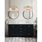 Toltec Kurve 2-Light Bath Bar | Modern New Age Brass and Amber Lava Glass | Bathroom Vanity & Powder Room | 7.5 x 10.25 in | Model 3722-NAB-4233