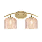 Toltec Kurve 18in 2-Light Bath Bar | Contemporary New Age Brass Steel and Amber Textured Glass | Bathroom Vanity & Grooming | 18.25 x 9.5 x 7.75 in | Model 3722-NAB-4613