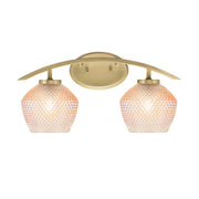 Toltec Kurve 18.25in 2-Light Bathroom Vanity Light | Modern New Age Brass Steel and Amber Textured Glass | Bathroom Vanity | 18.25 x 9.5 x 7.75 in | Model 3722-NAB-4623