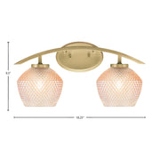 Toltec Kurve 18.25in 2-Light Bathroom Vanity Light | Modern New Age Brass Steel and Amber Textured Glass | Bathroom Vanity | 18.25 x 9.5 x 7.75 in | Model 3722-NAB-4623