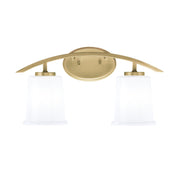 Toltec Kurve 2-Light Bath Bar | Modern New Age Brass and White Opal Glass | Bathroom & Powder Room Vanity Light | 7 x 9.5 in | Model 3722-NAB-5031