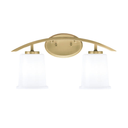 Toltec Kurve 2-Light Bath Bar | Modern New Age Brass and White Opal Glass | Bathroom & Powder Room Vanity Light | 7 x 9.5 in | Model 3722-NAB-5031