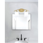 Toltec Kurve 2-Light Bath Bar | Modern New Age Brass and White Opal Glass | Bathroom & Powder Room Vanity Light | 7 x 9.5 in | Model 3722-NAB-5031