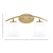 Toltec Kurve 2-Light Bath Bar | Modern New Age Brass and White Opal Glass | Bathroom & Powder Room Vanity Light | 7 x 9.5 in | Model 3722-NAB-5031