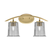 Toltec Kurve 2-Light Bath Bar | Modern New Age Brass and Smoke Bubble Glass | Bathroom & Powder Room Vanity Light | 7 x 9.5 in | Model 3722-NAB-5032