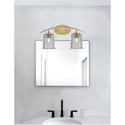 Toltec Kurve 2-Light Bath Bar | Modern New Age Brass and Smoke Bubble Glass | Bathroom & Powder Room Vanity Light | 7 x 9.5 in | Model 3722-NAB-5032