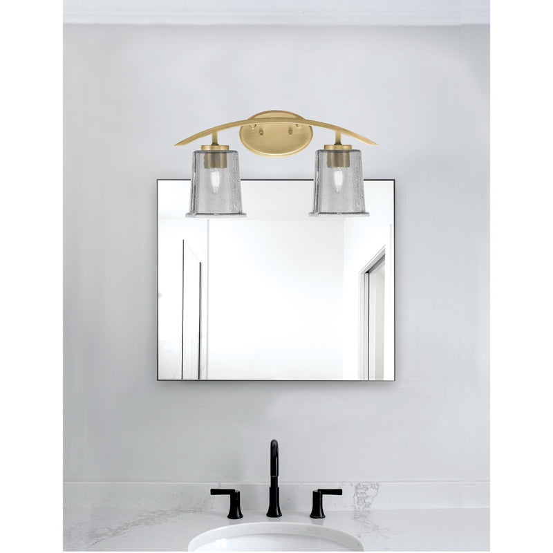 Toltec Kurve 2-Light Bath Bar | Modern New Age Brass and Smoke Bubble Glass | Bathroom & Powder Room Vanity Light | 7 x 9.5 in | Model 3722-NAB-5032