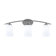 Toltec Kurve 3-Light Bath Bar | Graphite Steel and White Opal Glass | Bathroom Vanity & Powder Room | 7.25 x 10.5 in | Model 3723-GP-261