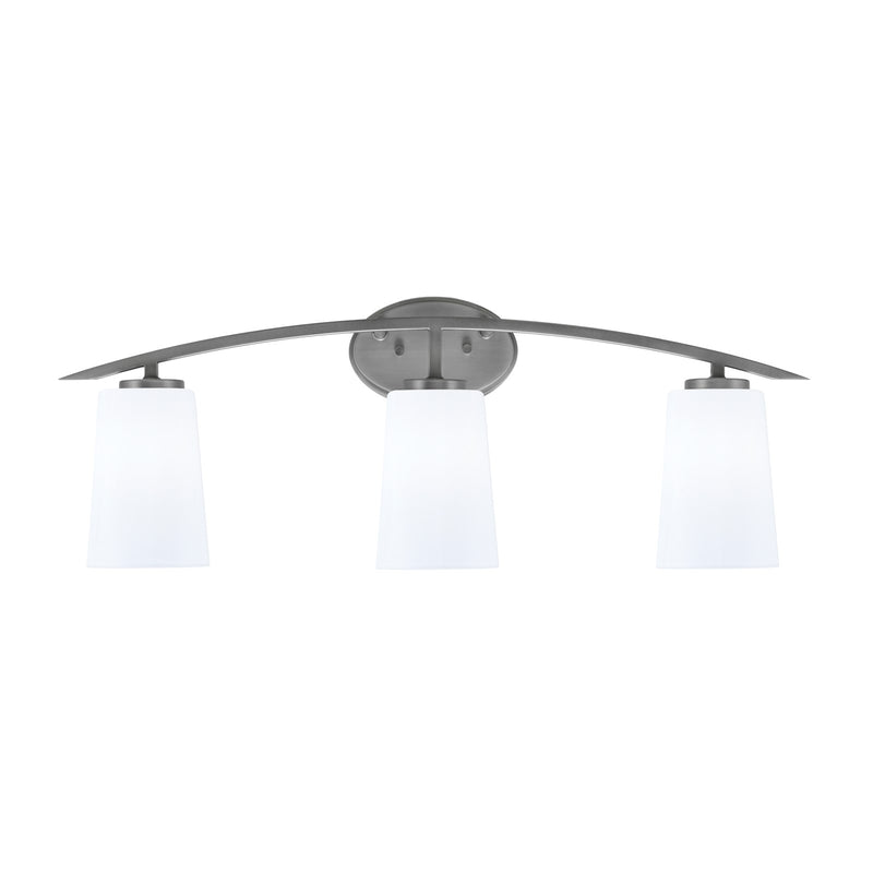 Toltec Kurve 3-Light Bath Bar | Graphite Steel and White Opal Glass | Bathroom Vanity & Powder Room | 7.25 x 10.5 in | Model 3723-GP-261