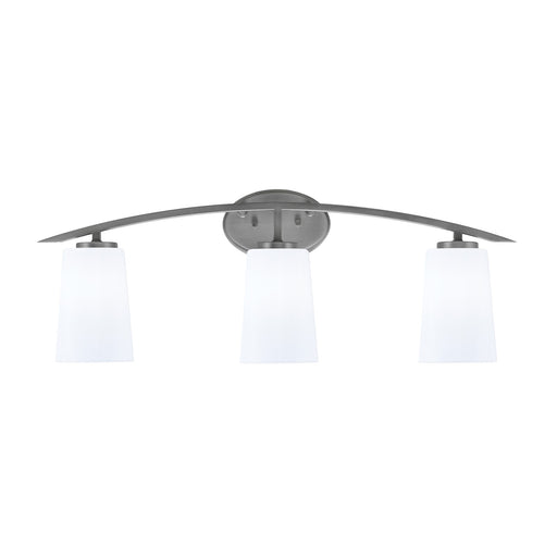 Toltec Kurve 3-Light Bath Bar | Graphite Steel and White Opal Glass | Bathroom Vanity & Powder Room | 7.25 x 10.5 in | Model 3723-GP-261