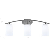 Toltec Kurve 3-Light Bath Bar | Graphite Steel and White Opal Glass | Bathroom Vanity & Powder Room | 7.25 x 10.5 in | Model 3723-GP-261