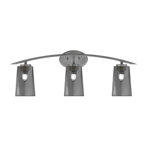 Toltec Kurve 3-Light Bath Bar | Graphite Steel and Smoke Bubble Glass | Bathroom Vanity & Powder Room | 7.25 x 10.5 in | Model 3723-GP-262