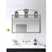 Toltec Kurve 3-Light Bath Bar | Graphite Steel and Smoke Bubble Glass | Bathroom Vanity & Powder Room | 7.25 x 10.5 in | Model 3723-GP-262