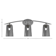 Toltec Kurve 3-Light Bath Bar | Graphite Steel and Smoke Bubble Glass | Bathroom Vanity & Powder Room | 7.25 x 10.5 in | Model 3723-GP-262