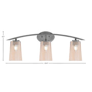 Toltec Kurve 3-Light Bath Bar | Graphite Steel and Amber Gradient Glass | Bathroom Vanity & Powder Room | 7.25 x 10.5 in | Model 3723-GP-263