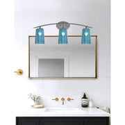 Toltec Kurve 3-Light Bath Bar | Graphite Steel and Blue Gradient Glass | Bathroom Vanity & Powder Room | 7.25 x 10.5 in | Model 3723-GP-265