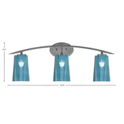 Toltec Kurve 3-Light Bath Bar | Graphite Steel and Blue Gradient Glass | Bathroom Vanity & Powder Room | 7.25 x 10.5 in | Model 3723-GP-265