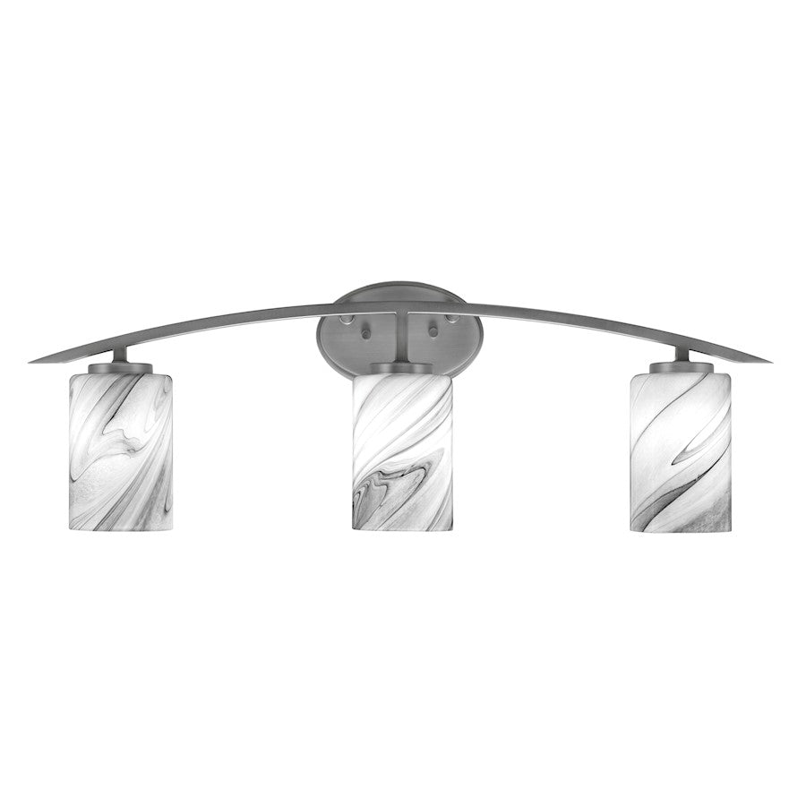 Toltec Kurve 3Lt Bath Bar, Graphite, 4" Onyx Swirl - 3723-GP-3009