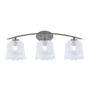 Toltec Kurve 3-Light Bath Bar | Modern Graphite Finish and Clear Lava Glass | Bathroom Vanity Lighting | 7.5 x 10.25 in | Model 3723-GP-4230