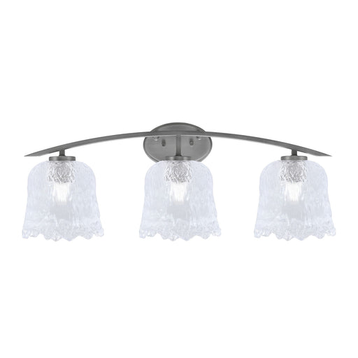 Toltec Kurve 3-Light Bath Bar | Modern Graphite Finish and Clear Lava Glass | Bathroom Vanity Lighting | 7.5 x 10.25 in | Model 3723-GP-4230