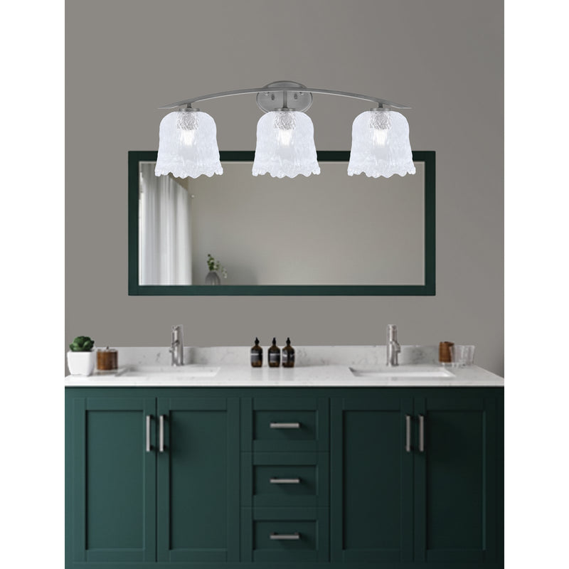 Toltec Kurve 3-Light Bath Bar | Modern Graphite Finish and Clear Lava Glass | Bathroom Vanity Lighting | 7.5 x 10.25 in | Model 3723-GP-4230