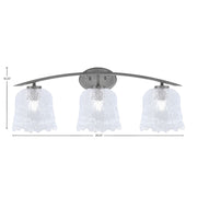 Toltec Kurve 3-Light Bath Bar | Modern Graphite Finish and Clear Lava Glass | Bathroom Vanity Lighting | 7.5 x 10.25 in | Model 3723-GP-4230