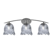 Toltec Kurve 3-Light Bath Bar | Graphite Finish and Smoke Lava Glass | Bathroom Vanity Light | 7.5 x 10.25 in | Model 3723-GP-4232