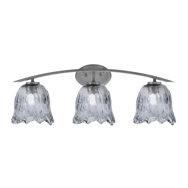 Toltec Kurve 3-Light Bath Bar | Graphite Finish and Smoke Lava Glass | Bathroom Vanity Light | 7.5 x 10.25 in | Model 3723-GP-4232
