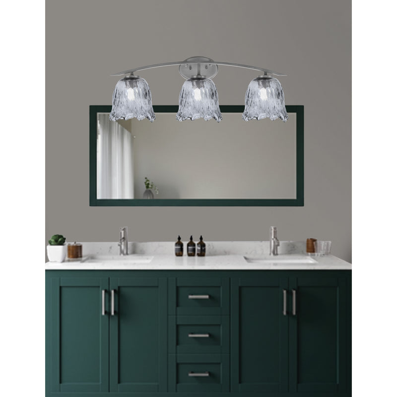 Toltec Kurve 3-Light Bath Bar | Graphite Finish and Smoke Lava Glass | Bathroom Vanity Light | 7.5 x 10.25 in | Model 3723-GP-4232