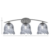 Toltec Kurve 3-Light Bath Bar | Graphite Finish and Smoke Lava Glass | Bathroom Vanity Light | 7.5 x 10.25 in | Model 3723-GP-4232