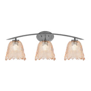 Toltec Kurve 3-Light Bath Bar | Graphite Finish and Amber Lava Glass | Bathroom Vanity Light | 7.5 x 10.25 in | Model 3723-GP-4233