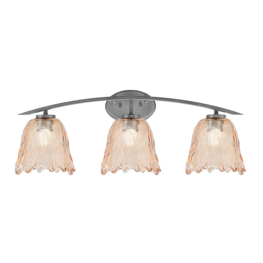 Toltec Kurve 3-Light Bath Bar | Graphite Finish and Amber Lava Glass | Bathroom Vanity Light | 7.5 x 10.25 in | Model 3723-GP-4233