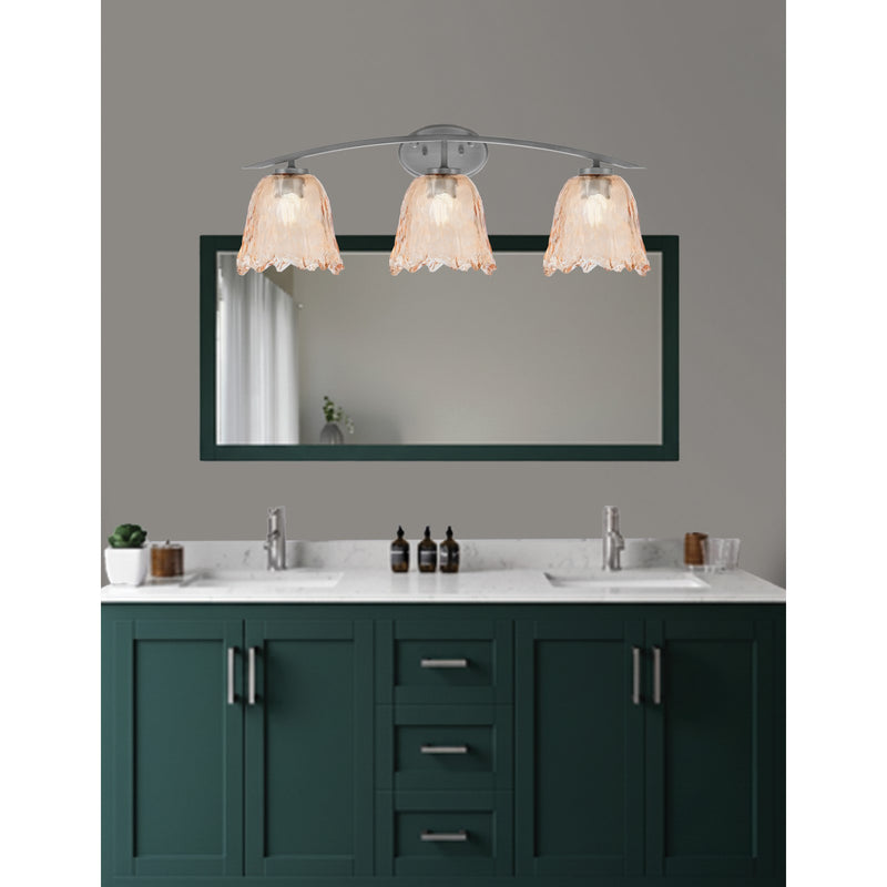 Toltec Kurve 3-Light Bath Bar | Graphite Finish and Amber Lava Glass | Bathroom Vanity Light | 7.5 x 10.25 in | Model 3723-GP-4233
