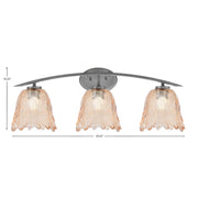 Toltec Kurve 3-Light Bath Bar | Graphite Finish and Amber Lava Glass | Bathroom Vanity Light | 7.5 x 10.25 in | Model 3723-GP-4233