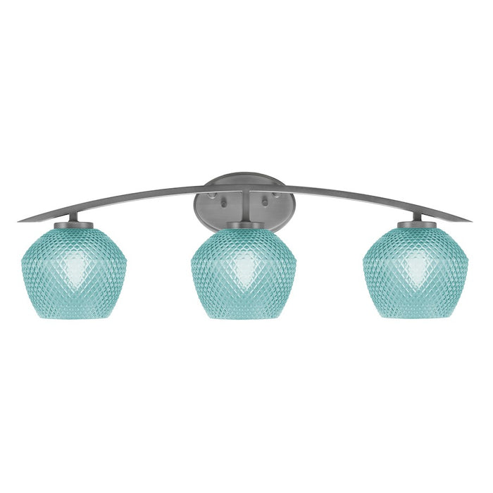 Toltec Kurve 3Lt Bath Bar, Graphite, 6" Turquoise Textured - 3723-GP-4625