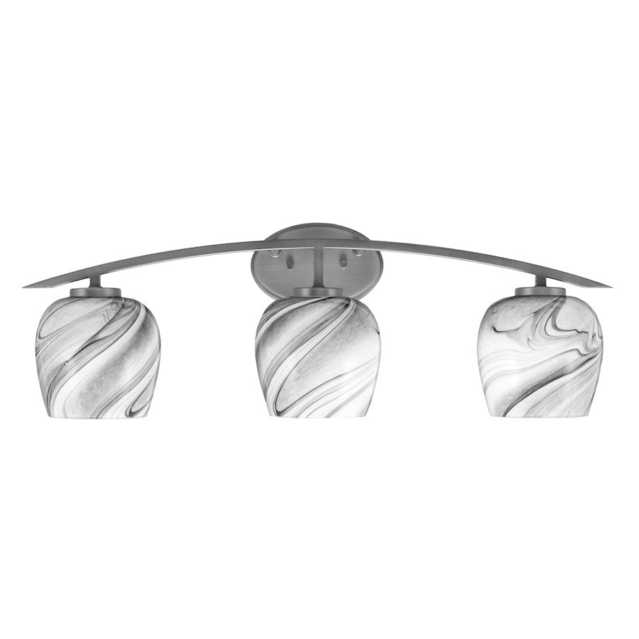 Toltec Kurve 3Lt Bath Bar, Graphite, 6" Onyx Swirl - 3723-GP-4819