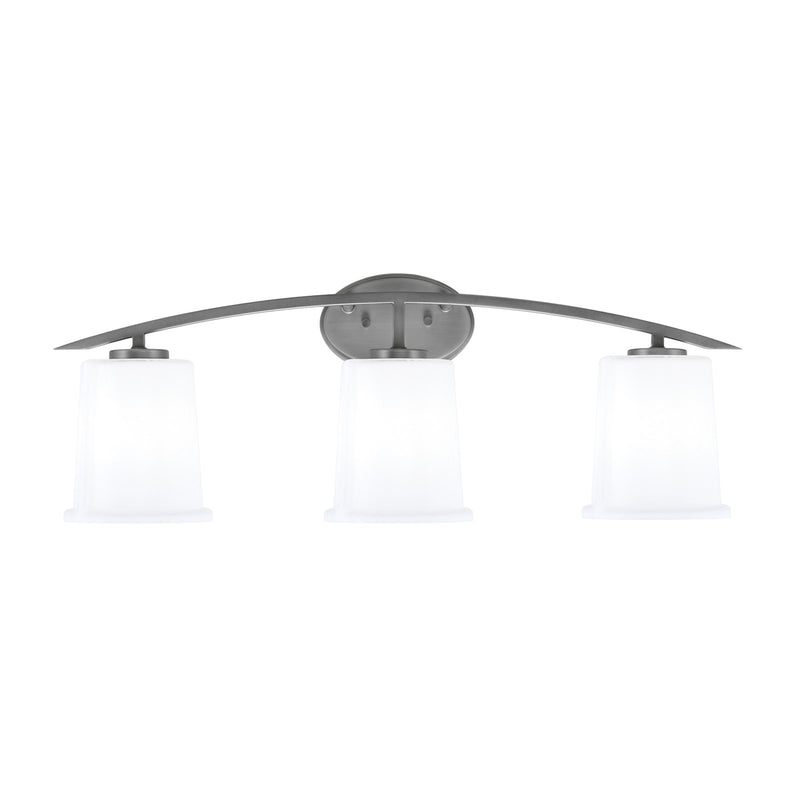 Toltec Kurve 3-Light Bath Bar | Modern Graphite Finish and White Opal Glass | Bathroom Vanity Lighting | 7 x 9.5 in | Model 3723-GP-5031