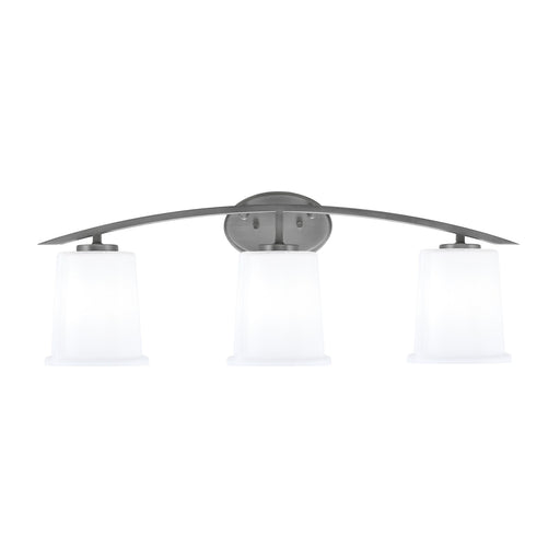 Toltec Kurve 3-Light Bath Bar | Modern Graphite Finish and White Opal Glass | Bathroom Vanity Lighting | 7 x 9.5 in | Model 3723-GP-5031