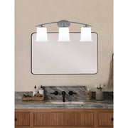 Toltec Kurve 3-Light Bath Bar | Modern Graphite Finish and White Opal Glass | Bathroom Vanity Lighting | 7 x 9.5 in | Model 3723-GP-5031