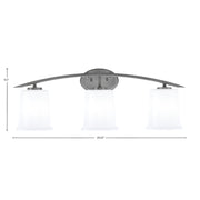 Toltec Kurve 3-Light Bath Bar | Modern Graphite Finish and White Opal Glass | Bathroom Vanity Lighting | 7 x 9.5 in | Model 3723-GP-5031