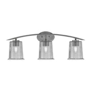 Toltec Kurve 3-Light Bath Bar | Modern Graphite Finish and Smoke Bubble Glass | Bathroom Vanity Lighting | 7 x 9.5 in | Model 3723-GP-5032