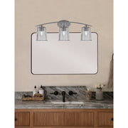 Toltec Kurve 3-Light Bath Bar | Modern Graphite Finish and Smoke Bubble Glass | Bathroom Vanity Lighting | 7 x 9.5 in | Model 3723-GP-5032