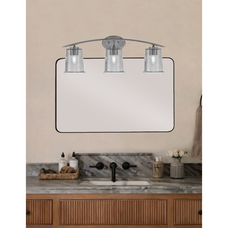 Toltec Kurve 3-Light Bath Bar | Modern Graphite Finish and Smoke Bubble Glass | Bathroom Vanity Lighting | 7 x 9.5 in | Model 3723-GP-5032