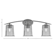Toltec Kurve 3-Light Bath Bar | Modern Graphite Finish and Smoke Bubble Glass | Bathroom Vanity Lighting | 7 x 9.5 in | Model 3723-GP-5032