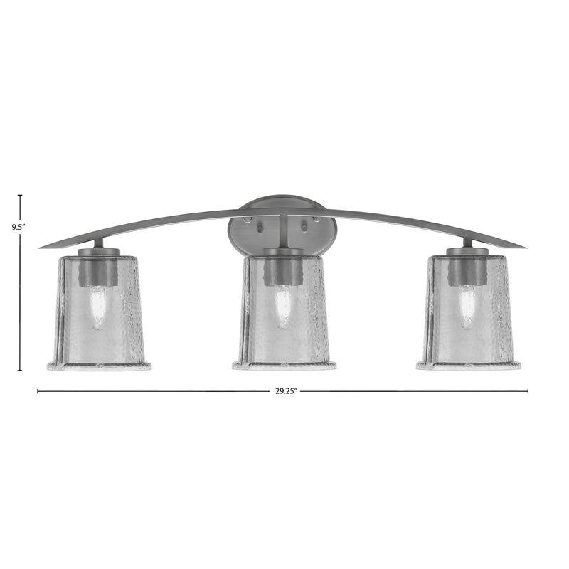 Toltec Kurve 3-Light Bath Bar | Modern Graphite Finish and Smoke Bubble Glass | Bathroom Vanity Lighting | 7 x 9.5 in | Model 3723-GP-5032